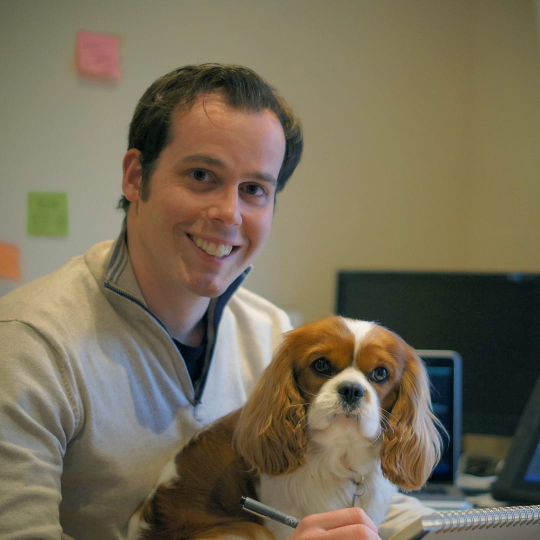 Award-winning Author & Illustrator Andrew Sanders and his dog, Teddy.