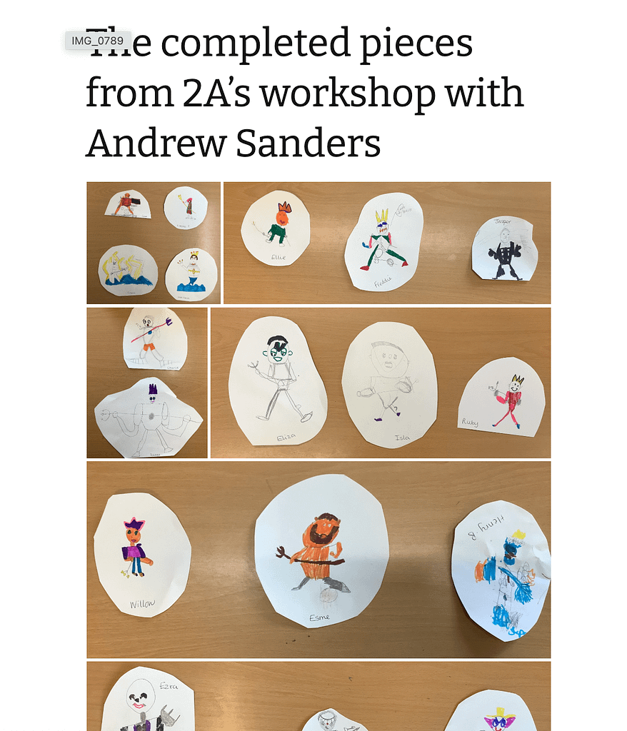 screenshot of Molescroft Primary School drawings of Poseidon, God of the Sea.